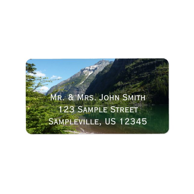 Etiqueta Lago Avalanche II no Parque Nacional Glacier (Frente)