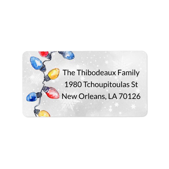 Etiqueta Lâmpadas de Natal, Luzes de Corda, Endereço de Dev (Frente)