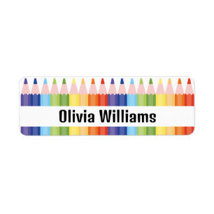 Etiqueta Lápis Coloridos Simples De Volta À Escola