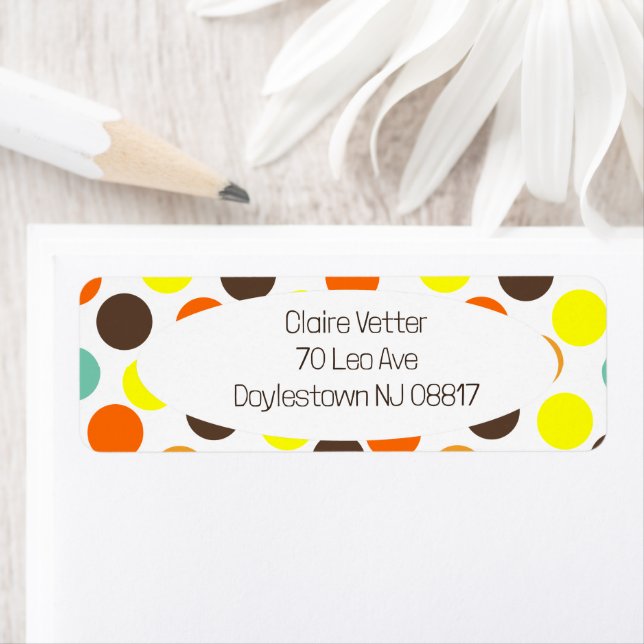 Etiqueta Laranja, Amarelo, Marrom, Pontos Azuis (Insitu)