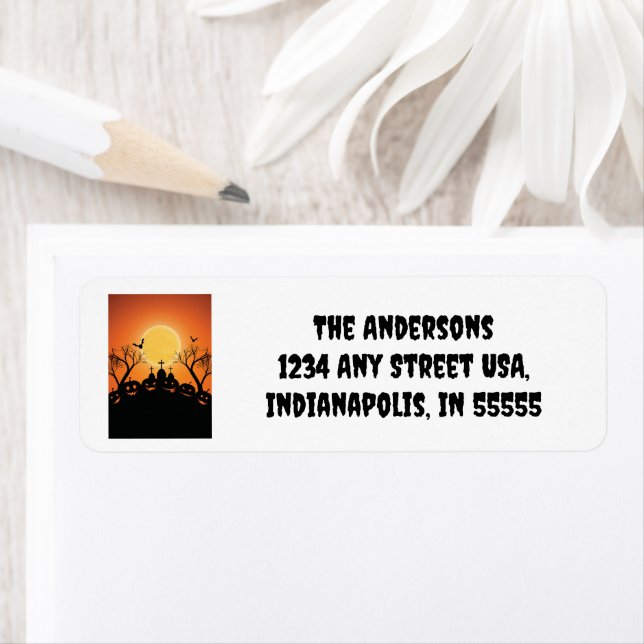 Etiqueta Laranja Black Halloween Party Pumpkin Graveyard (Insitu)