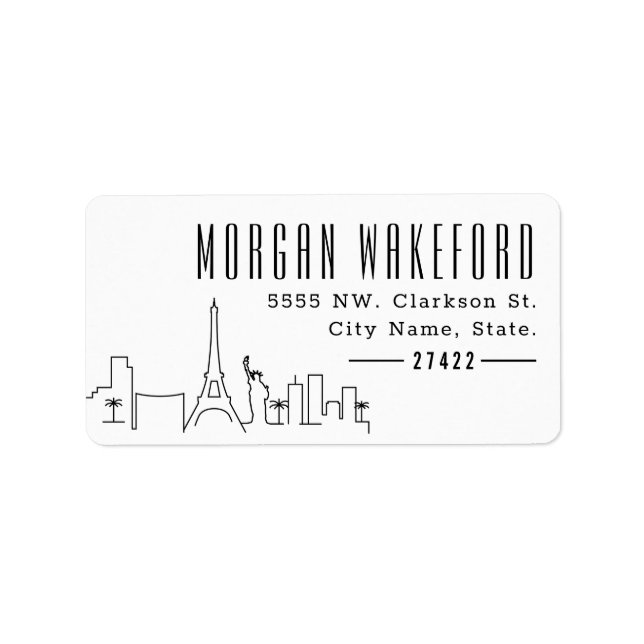 Etiqueta Las Vegas Modern Deco Skyline Large (Frente)