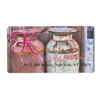 Etiqueta Latas De Leite Vintage Monograma Antiquado De Meta