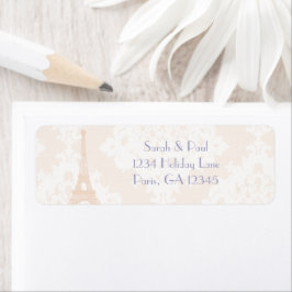 Etiqueta Lavanda de Silver Peony Damask Vintage Torre Eiffe