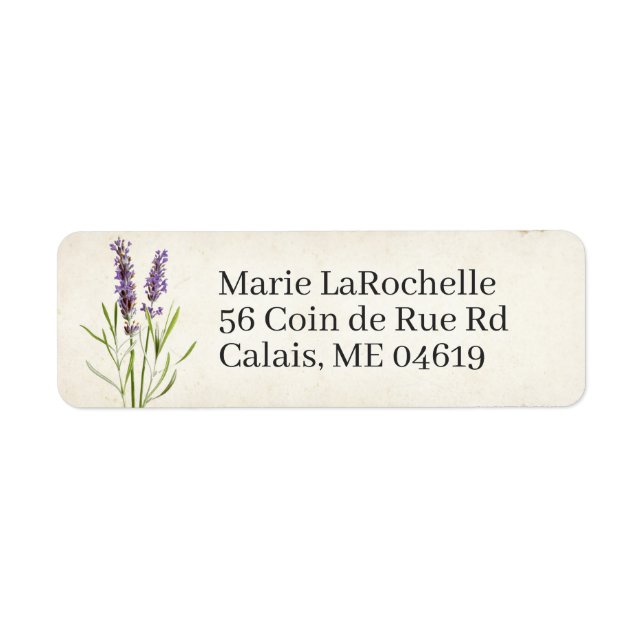Etiqueta Lavanda de Vintage Blue Parergs Endereço de devolu (Frente)