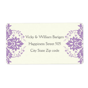 Etiqueta Lavanda do damasco, cinza, casamento do marfim