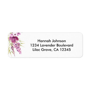 Etiqueta Lavanda Floral e Endereço de Retorno Lilac