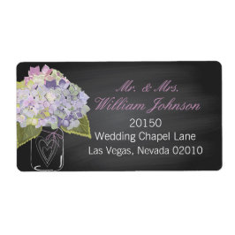 Etiqueta Lavanda Hydrangea Jar Chalkboard Nótulo de Casamen