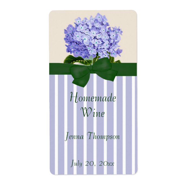Etiqueta Lavendar Hydrangea Homemade Vinho (Frente)