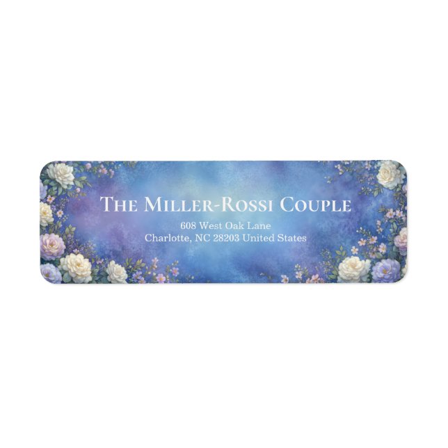 Etiqueta Lavender Rose Gold Etched Blue Texture (Frente)