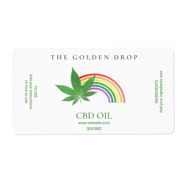 Etiqueta Leaf Rainbow White CBD Oil Labels (Frente)