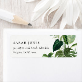 Etiqueta Leafy Tropical Palm Foliage Endereço