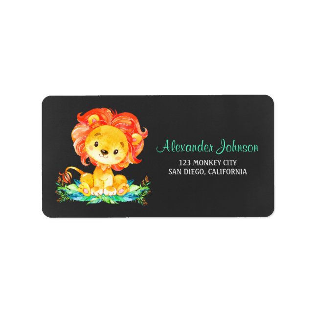 Etiqueta Leão de Aquarela de Chalkboard (Frente)