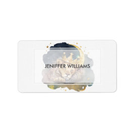 Etiqueta Leão-Rei-Cute Dormindo Na Lua