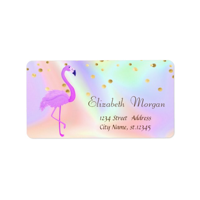 Etiqueta Legal Flamingo Holographic Gold Foil Confetti (Frente)