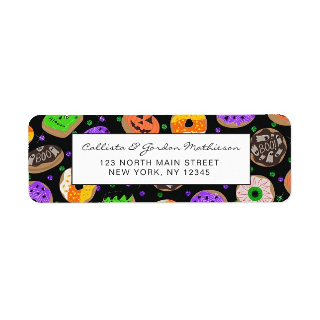 Etiqueta Legal Glitter Confetti Rosquinha Halloween (Frente)