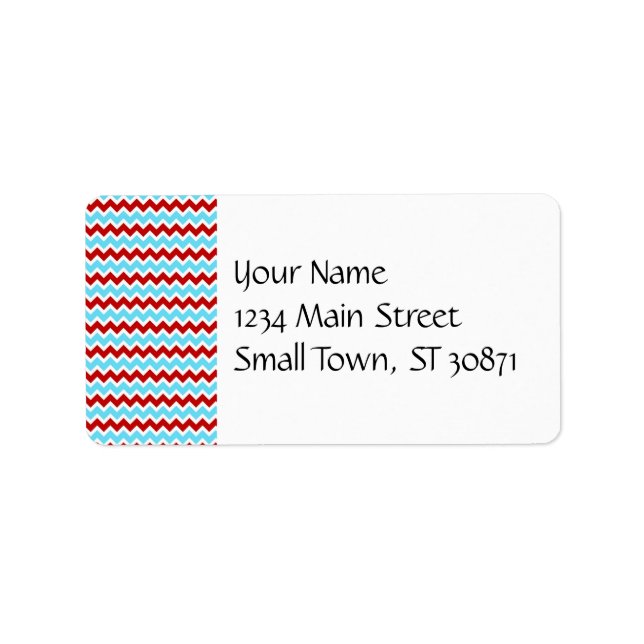Etiqueta Legal Trendy Teal Turquoise Red Chevron Zigzags (Frente)