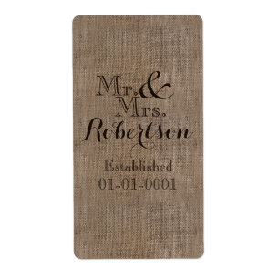 Etiqueta Lembrança rústica personalizada do casamento do
