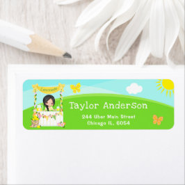 Etiqueta Lemonade Stand Birthday Black Hair Girl