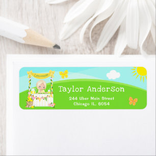 Etiqueta Lemonade Stand Birthday Blona Hair Girl
