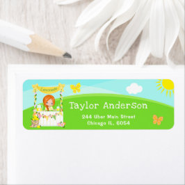 Etiqueta Lemonade Stand Birthday Red Hair Girl