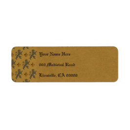 Etiqueta Leões Rampantes Pretos e Fleur de Lis