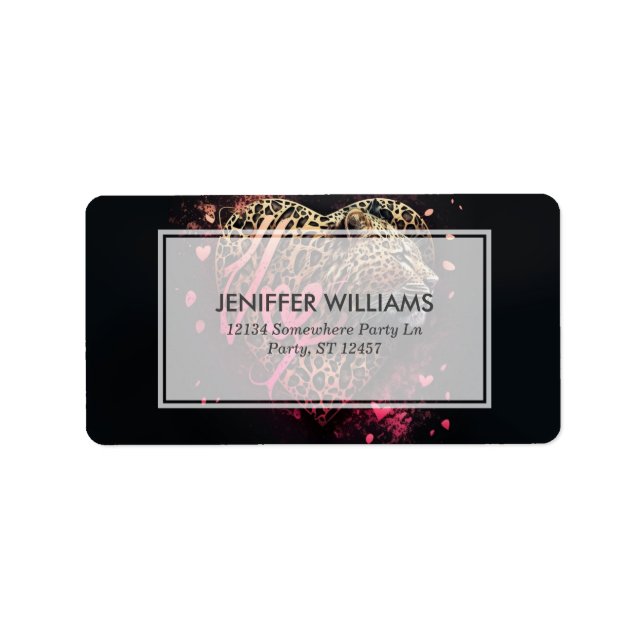 Etiqueta Leopard Heart Love Graffiti Art                    (Frente)