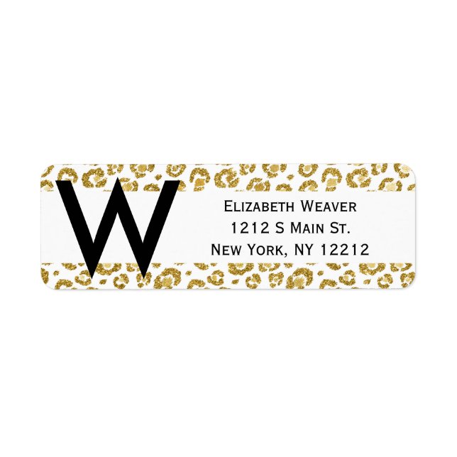 Etiqueta Leopardo Glamorous Faux Sparkly Dourado (Frente)