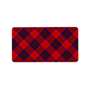 Etiqueta Leslie tartan xadrez azul roxa