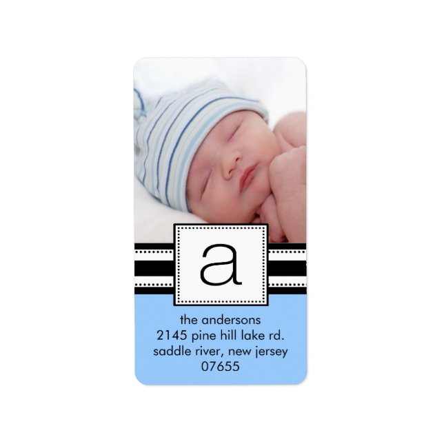 Etiqueta Letra A Monograma Vetical PHOTO Address Labels. (Frente)