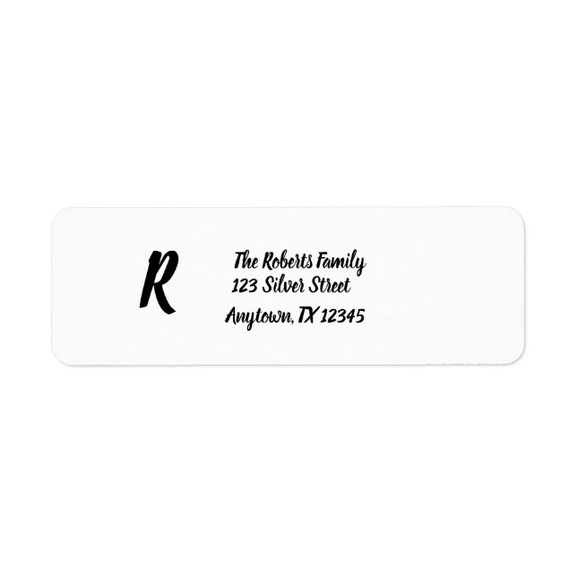 Etiqueta Letra de Rótulo com Monograma Personalizado Simple (Frente)