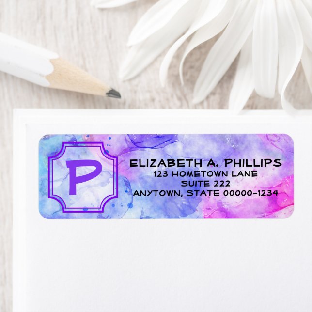 Etiqueta Letra inicial monograma sobre aquarela pastel (Insitu)