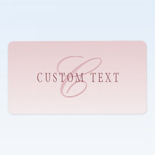Etiqueta Letras Elegantes & Monograma Rosa Ombre