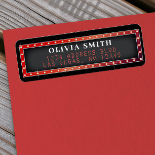 Etiqueta Letreiro em Armação Vermelho e Preto Endereço