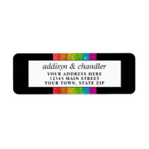 LGBTQ Rainbow Black Chic Modern Wedn Glitter