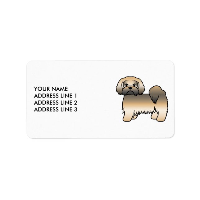 Etiqueta Lhasa Apso Sable Dourado Cachorro Fofo & Texto Per (Frente)
