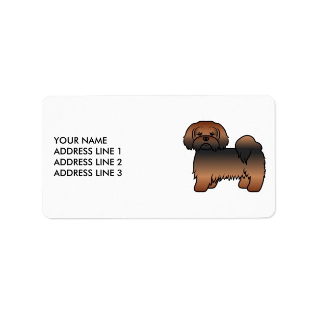 Etiqueta Lhasa Apso Sable Vermelho Cachorro Fofo & Texto Pe (Frente)
