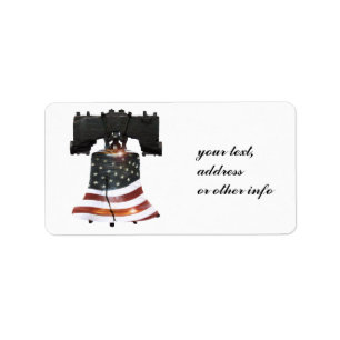 Etiqueta Liberty Bell com bandeira americana