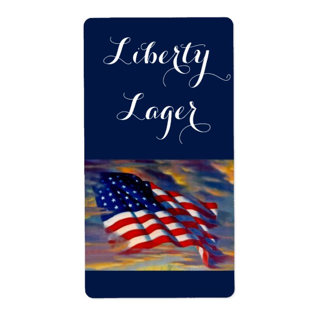 Etiqueta Liberty Lager USA Flag Wave Homebrewing Beer Label (Frente)