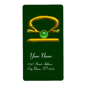 Etiqueta LIBRA ZODIAC BIRTHDAY Green Emerald Dourado