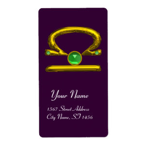 Etiqueta LIBRA ZODIAC BIRTHDAY Green Emerald Dourado