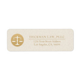 Etiqueta Light Beige Linen Gold Justice Logo Business Card