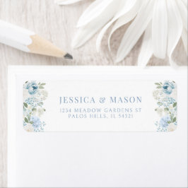 Etiqueta Light Blue Floral Watercolor Return Address