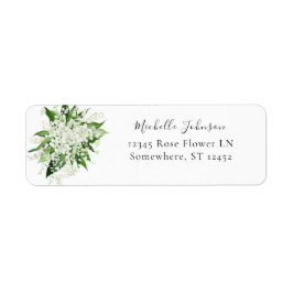 Etiqueta Lily do Vale White Floral Return Address