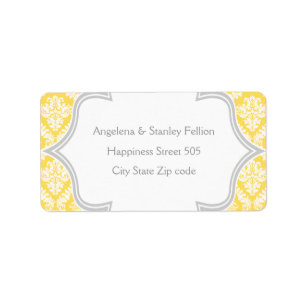 Etiqueta Limão elegante - amarelo, casamento tema damasco