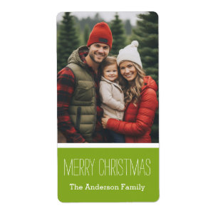 Etiqueta Limão Moderno Feliz Natal Uma Foto