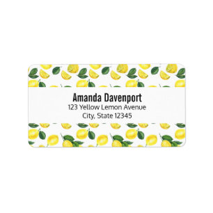 Etiqueta Limões Amarelos Padrão de Fruta de Aquarela