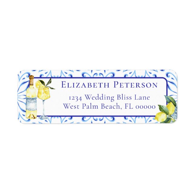 Etiqueta Limões de Limoncello Coquetel Italiano Endereço de (Frente)