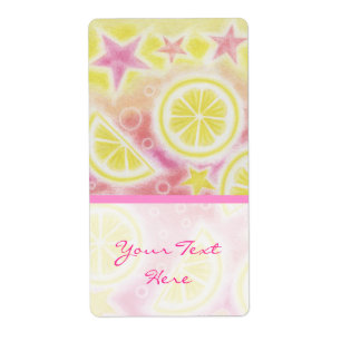 Etiqueta Limonada cor-de-rosa rotula 'Seu Texto' com uma gr