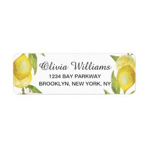 Etiqueta Limonais Florescem Verdor Aquarela Elegante Chic